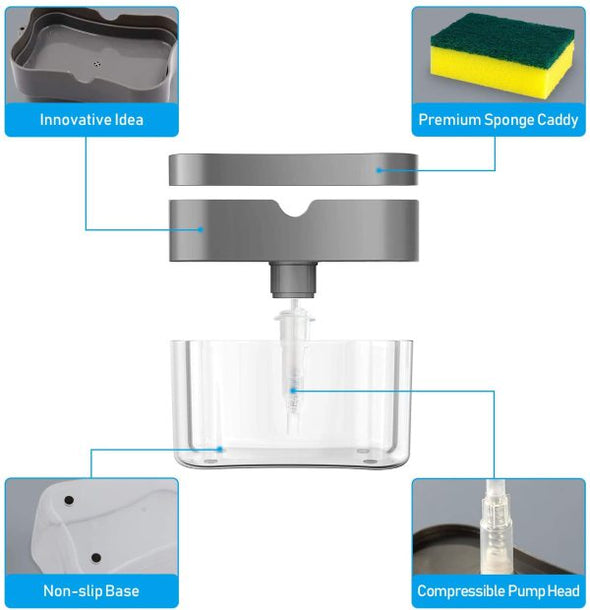 2 In 1 Soap Dispenser Soap Pump With Sponge