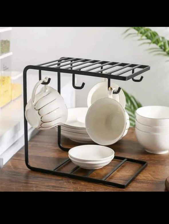 6 Hooks Iron Coffee Rack Organizer