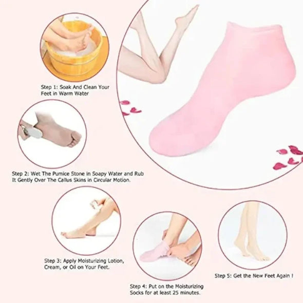 Pack Off 2 Silicone Socks and Gloves For Moisturizing Hands and Feet