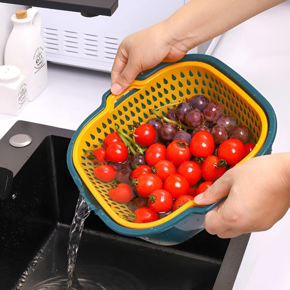 Multi-function Double-layer Draining Storage Basket With Lid